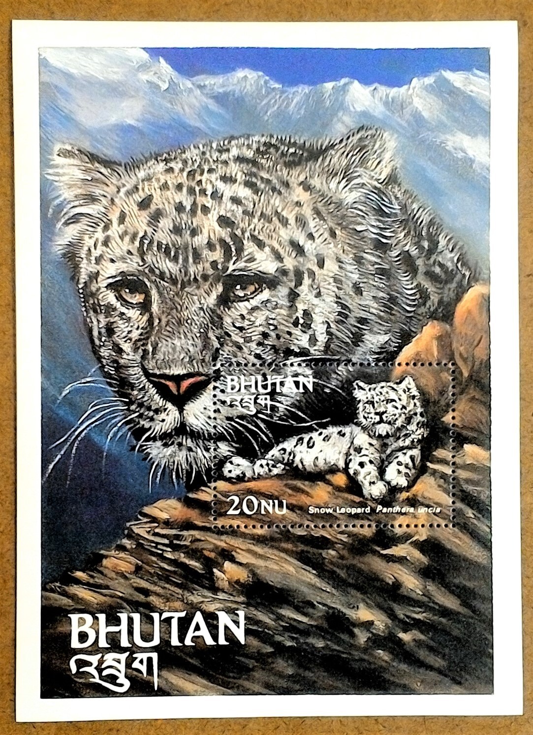 Bhutan 1984 - Wildlife, Snow Leopard - Souvenir Stamp Sheet - Scott #417 - MNH