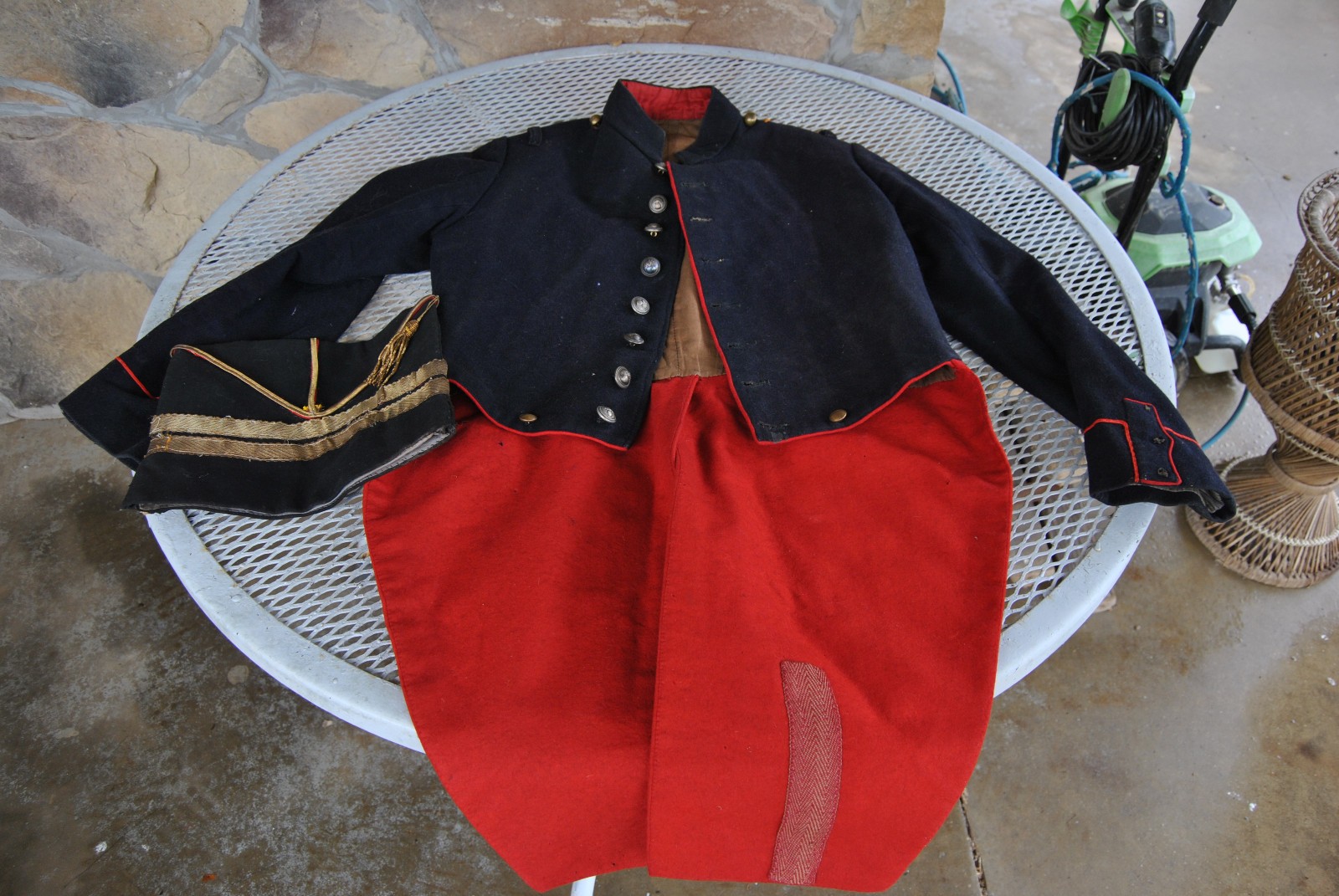 Late 1800s Old French Parisian Theatre Napoleonic Uniform Tunic and Bonnet