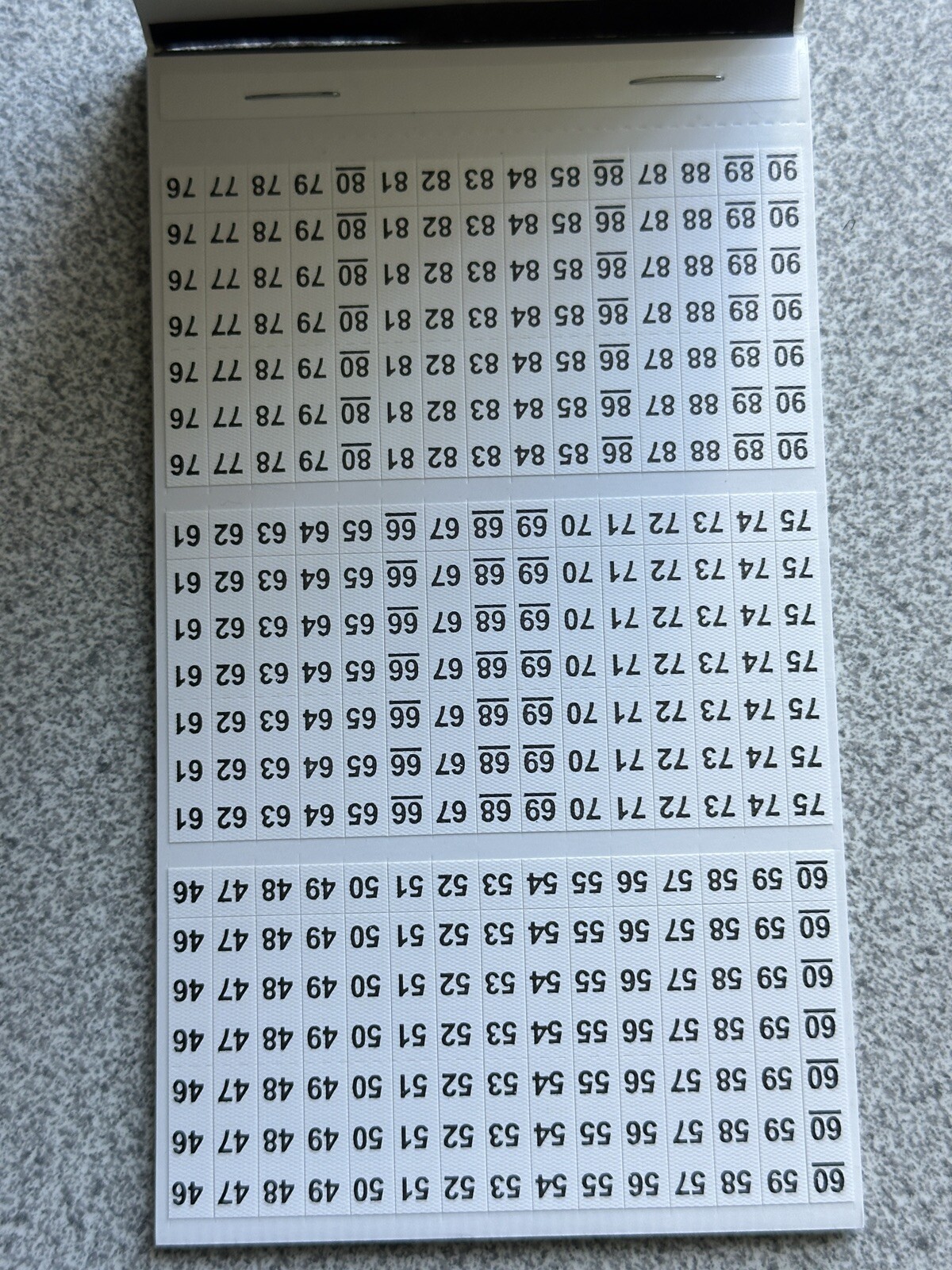 NEW NSI WMB-15 Pocket Pal Wire Marker Book, Numbers 46-90, 450 markers total