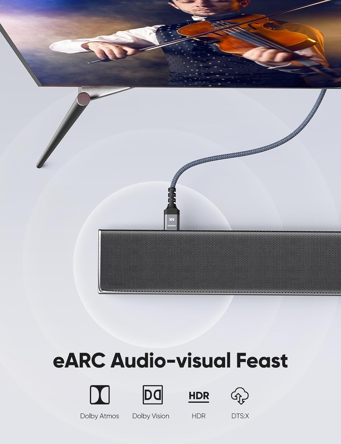 8K HDMI 2.1 Cable 2-Pack 6.6FT Certified 48Gbps Ultra High Speed4K@120Hz 8K@60Hz