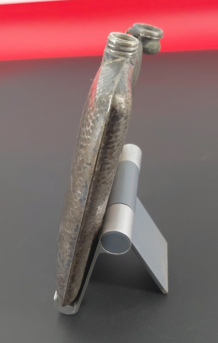 Vintage Hammered Silver Plate Hip Flask