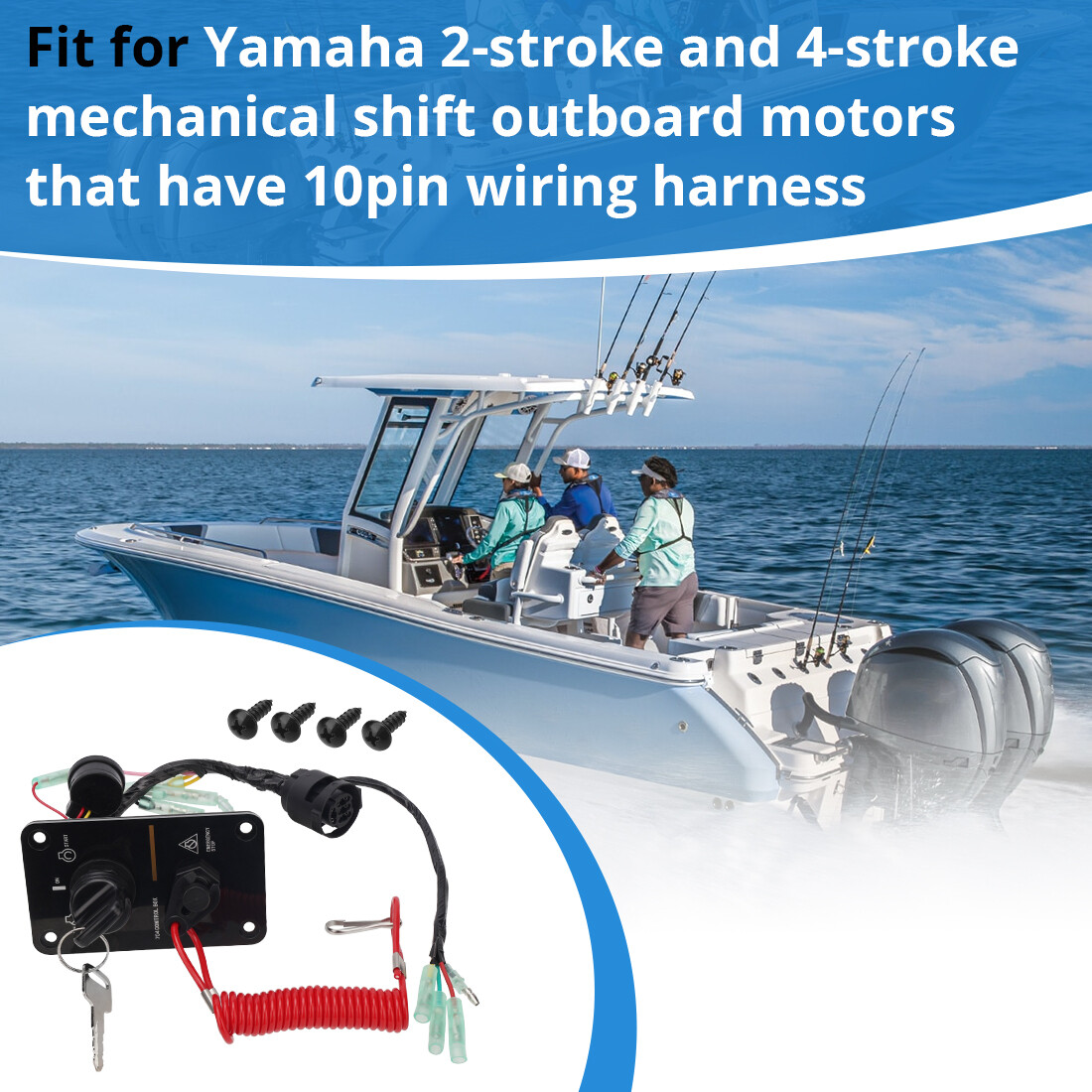 NEW Outboard Single Engine Key Switch Assembly Panel For Yamaha 704-82570-12-00