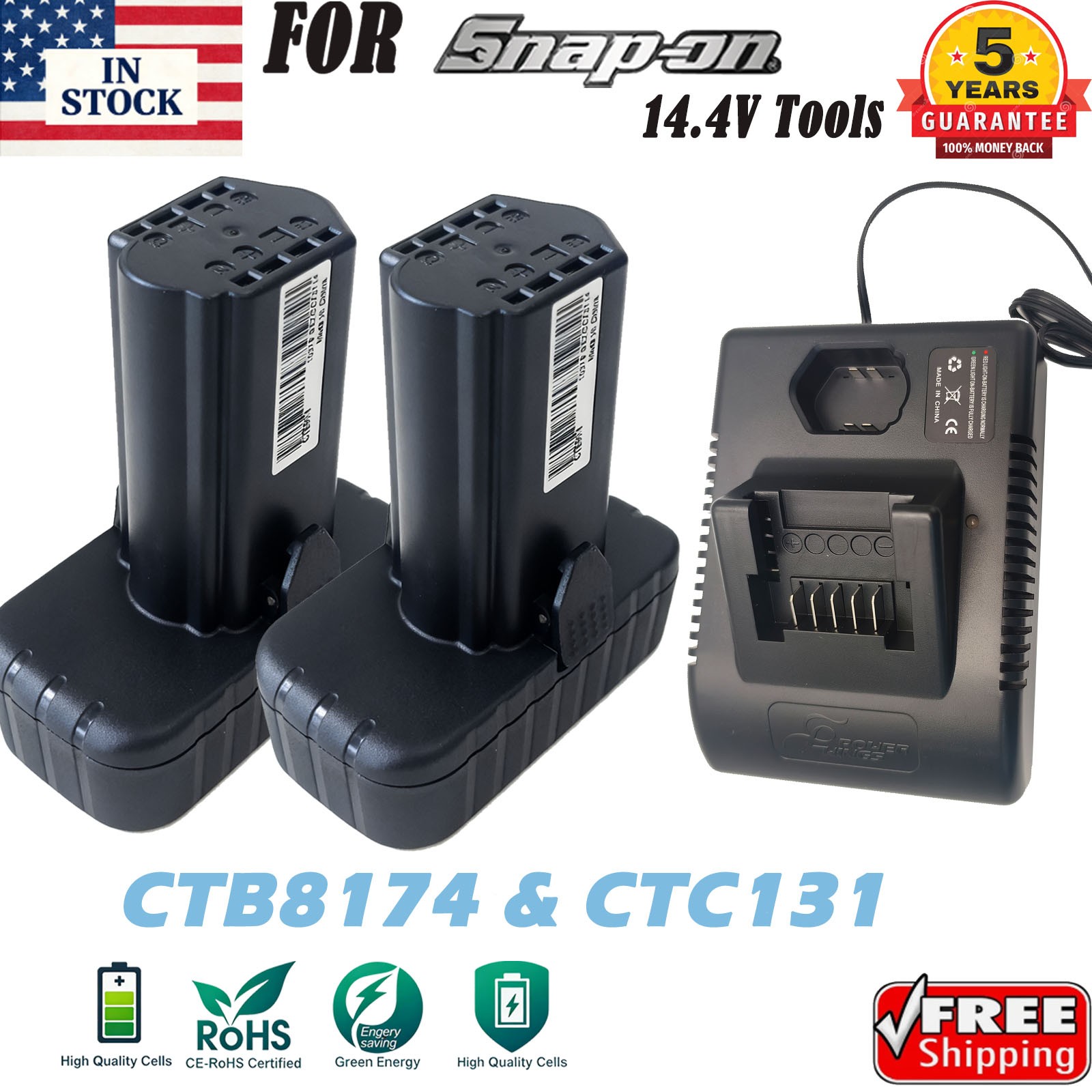 For Snap on 14.4.V Battery & Charger CTC131 CTB8174 CTB8172 CT861DB CTC722  US