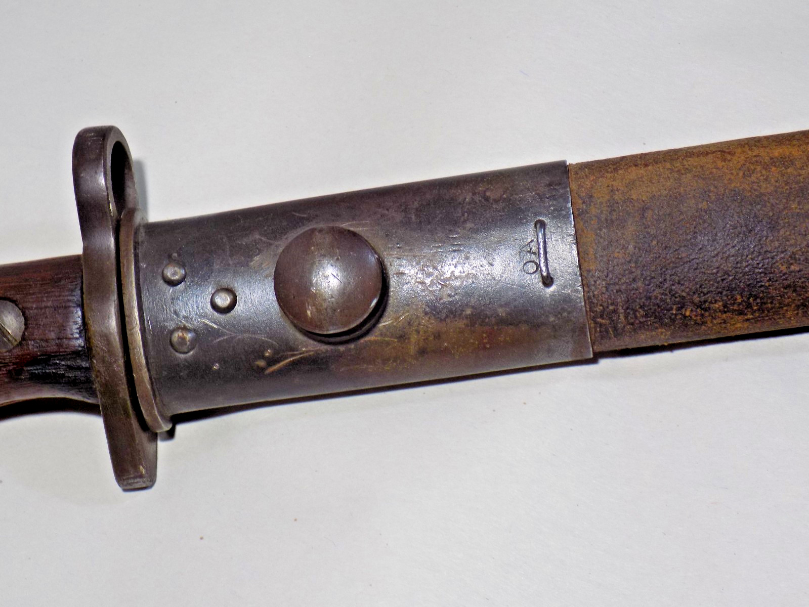 A++ P1907/7907 British Crown-Sanderson Enfield WW1 Bayonet W/Mk1 LeatherScabbard