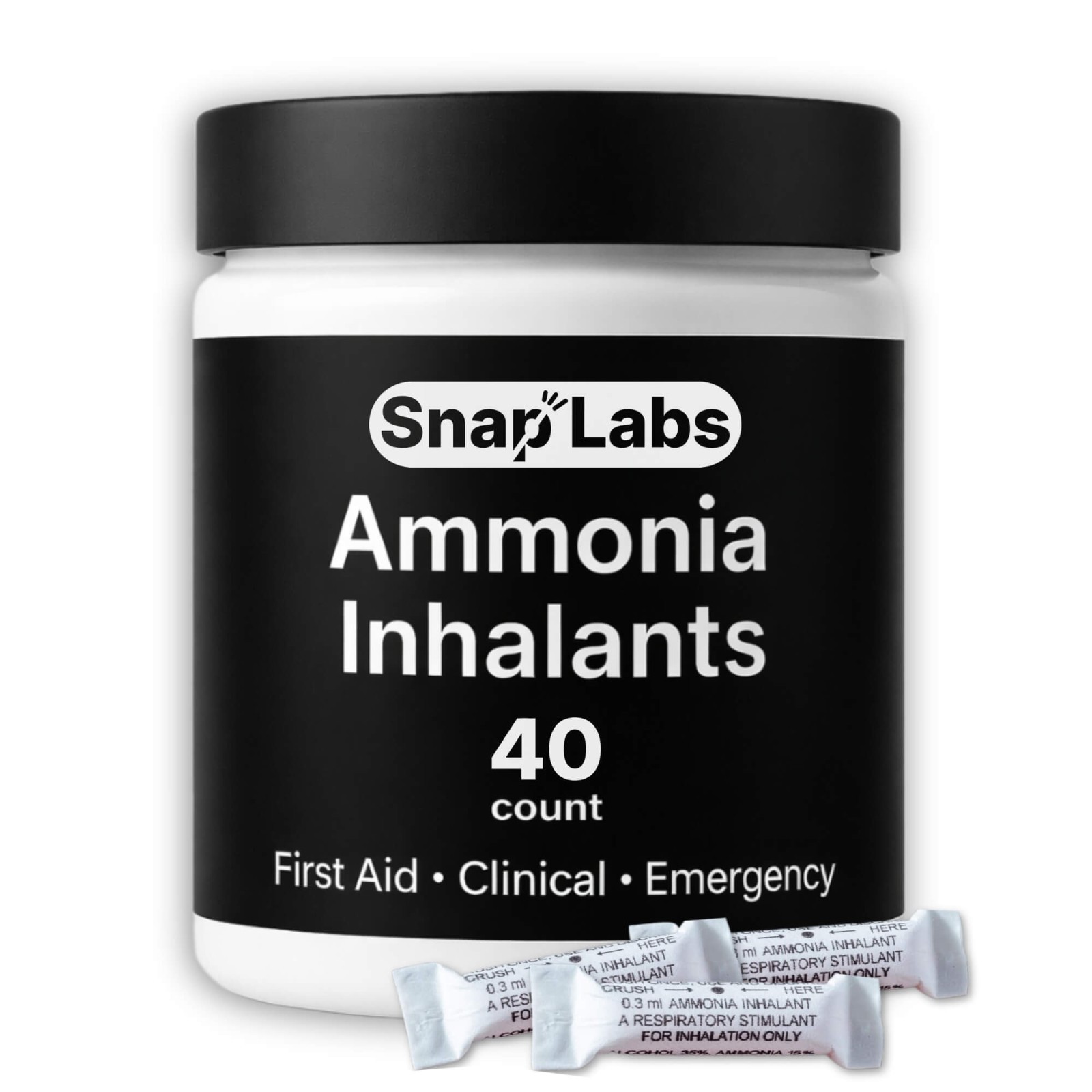 Ammonia Inhalants | Crushable Smelling Salts | 40-Count