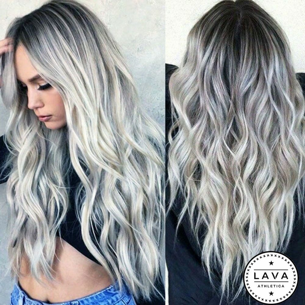 Women's Wig Long Curly Hair Wigs Hair Ombre Silver for Cosplay Party Daily Use