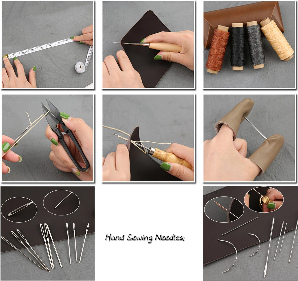 Upholstery Repair Sewing Kit Leather Hand Stitching Needles Thread Awl Tools