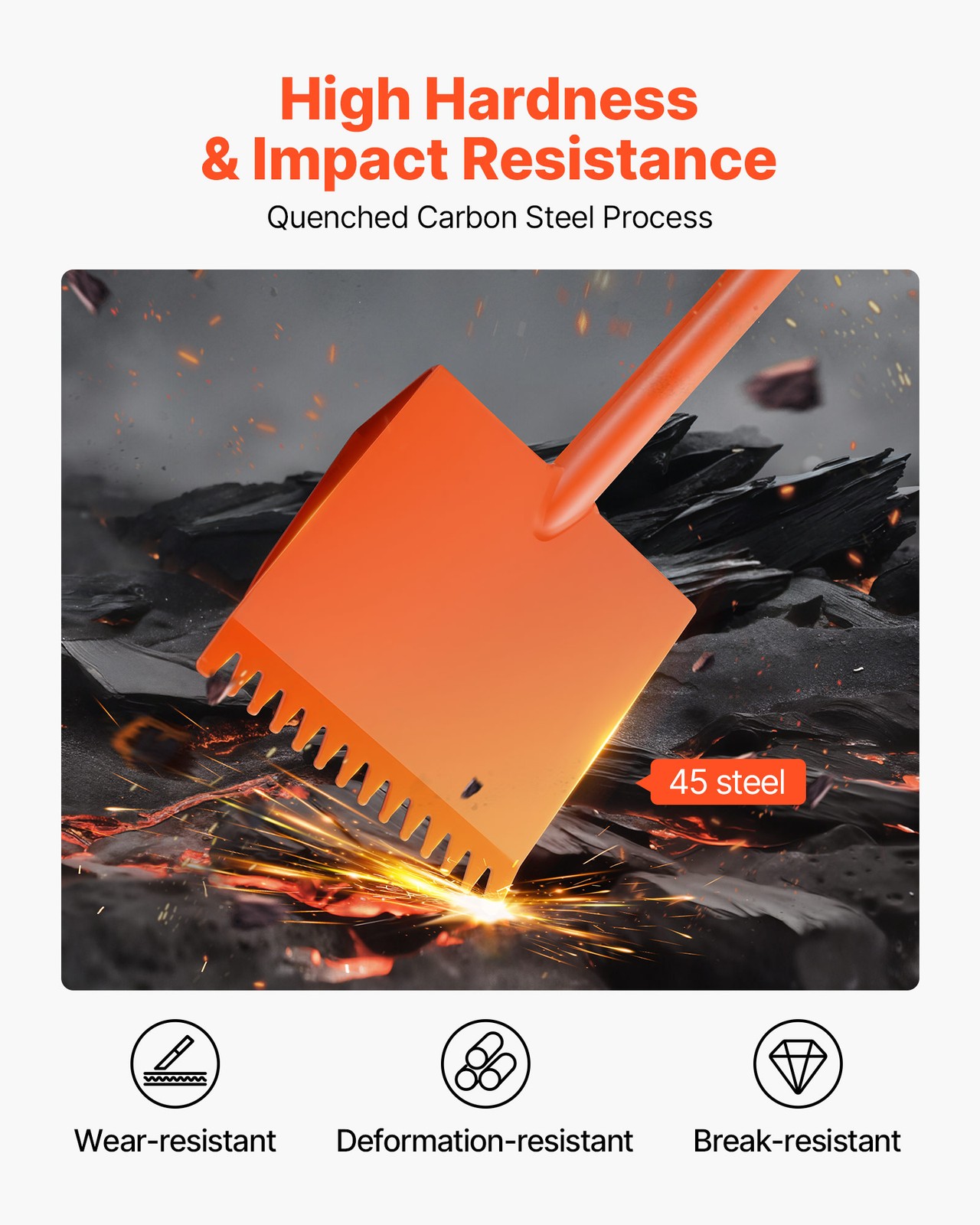 VEVOR Shingle Shovel 4 Pack D-Grip Handle Roof Ripper Steel Lightweight Orange