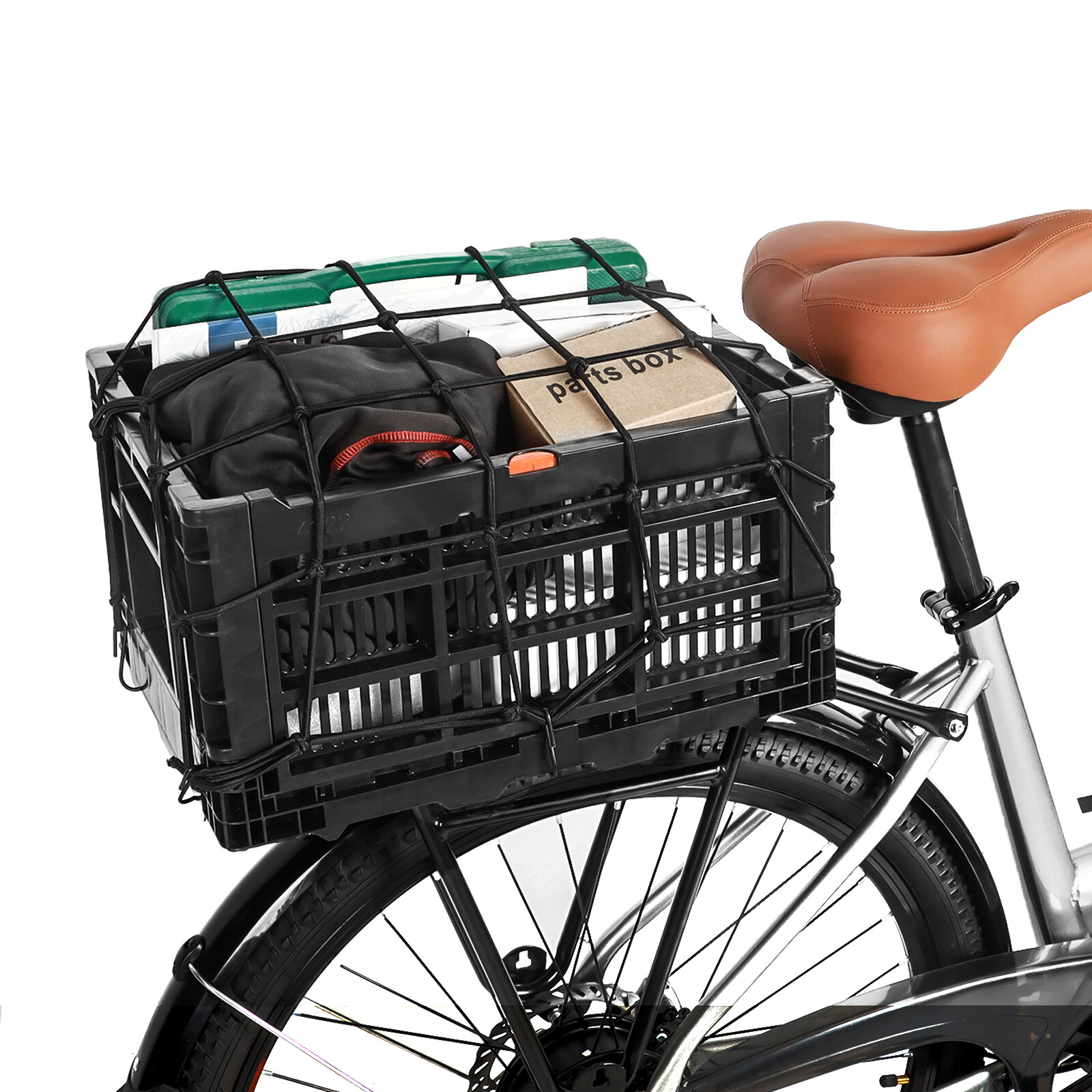 E-Bike Foldable Rear Basket, Rear Bicycle Cargo Rack, Ebike Storage Basket