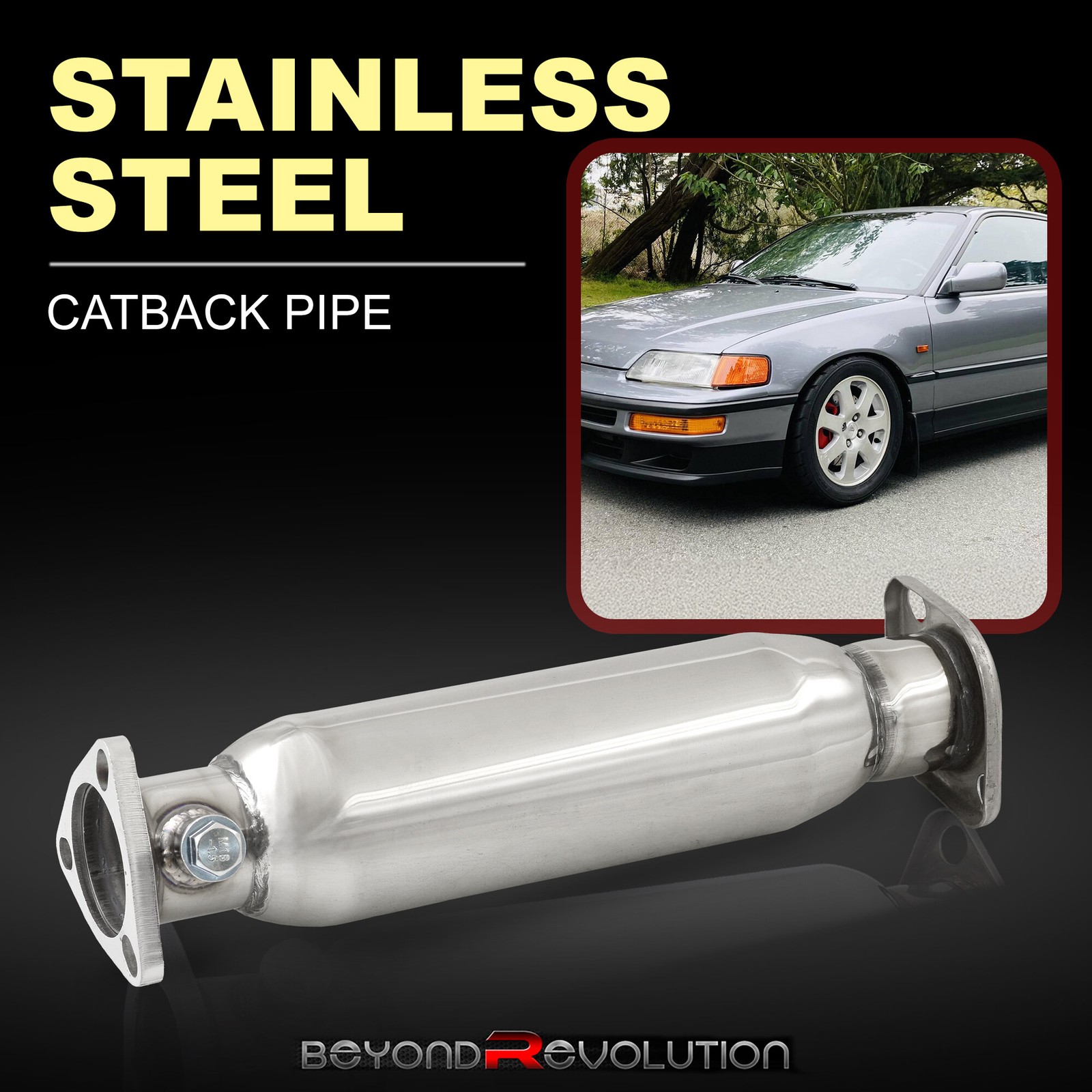 For 1988-2000 Civic JDM Polish Replacement Exhaust Stainless Steel Catback Pipe
