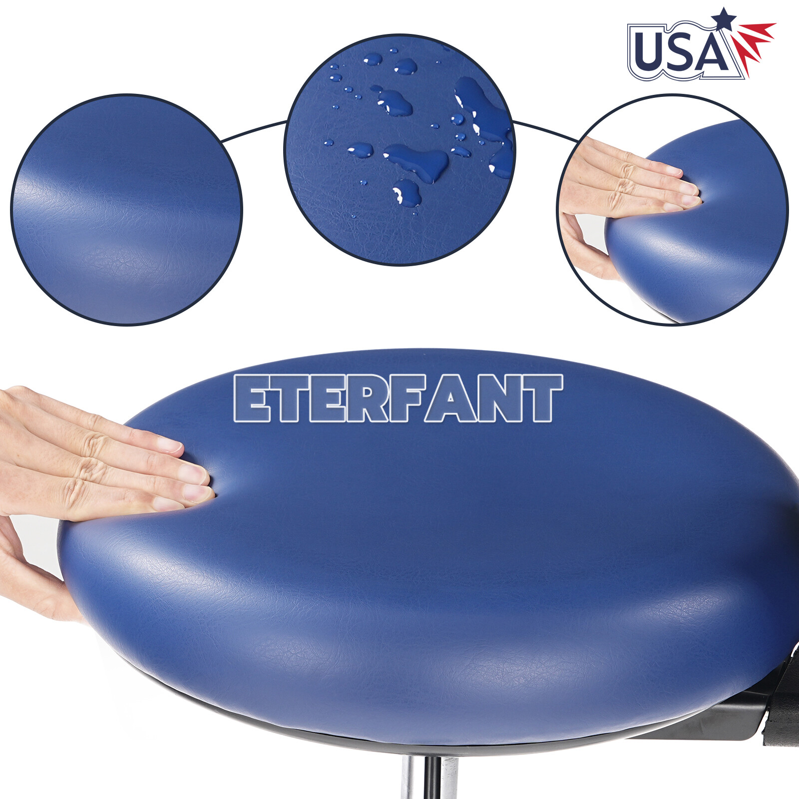 ETERFANT Adjustable Dental Doctor Assistant Stool Mobile Chair PU Leather