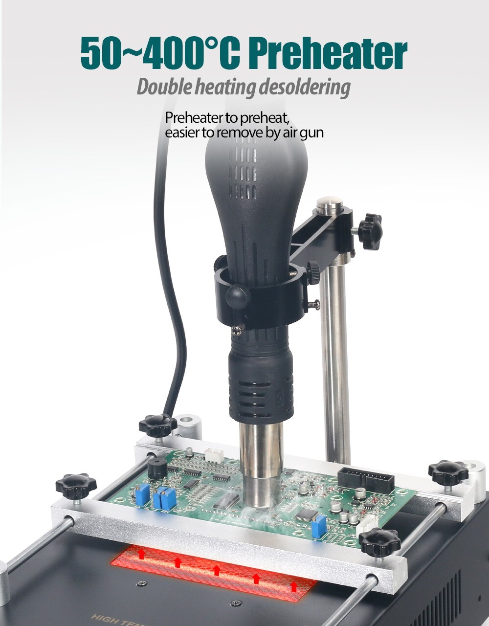 YIHUA 853AAA+ Welding Station Preheating Station Solder Iron Hot Air Gun 3 in 1