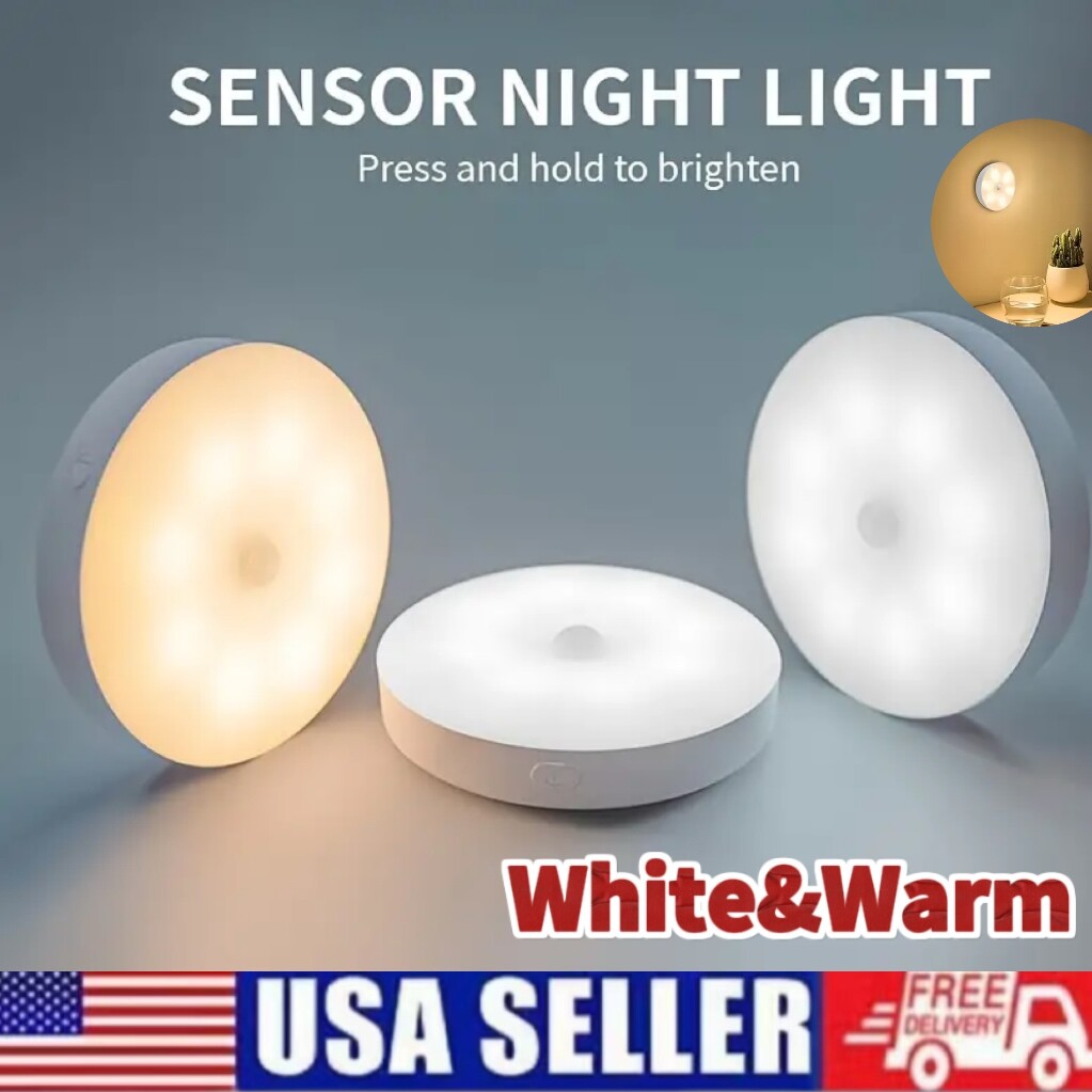 LED Motion Sensor Under Cabinet Closet Light USB Rechargeable Kitchen Lamp