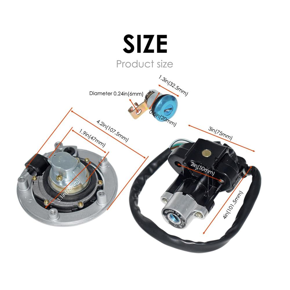 For SUZUKI GSXR750 600 2004-2005 Ignition Switch Fuel Gas Cap Seat Lock Key Set