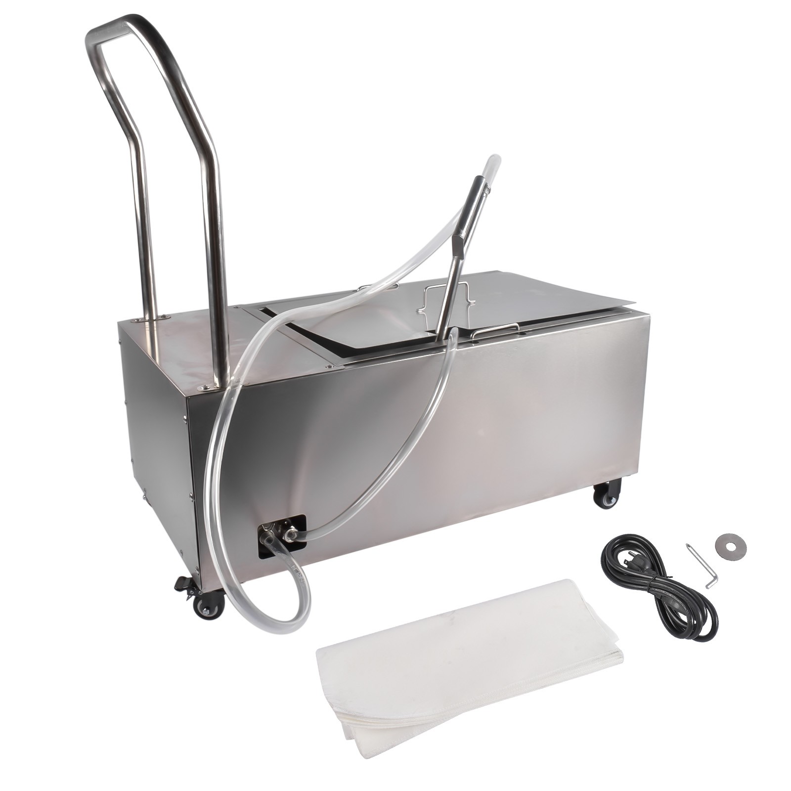 Commercial 55L Fryer Oil Filter - Mobile 304 Stainless Steel w/ Wheels & Pump