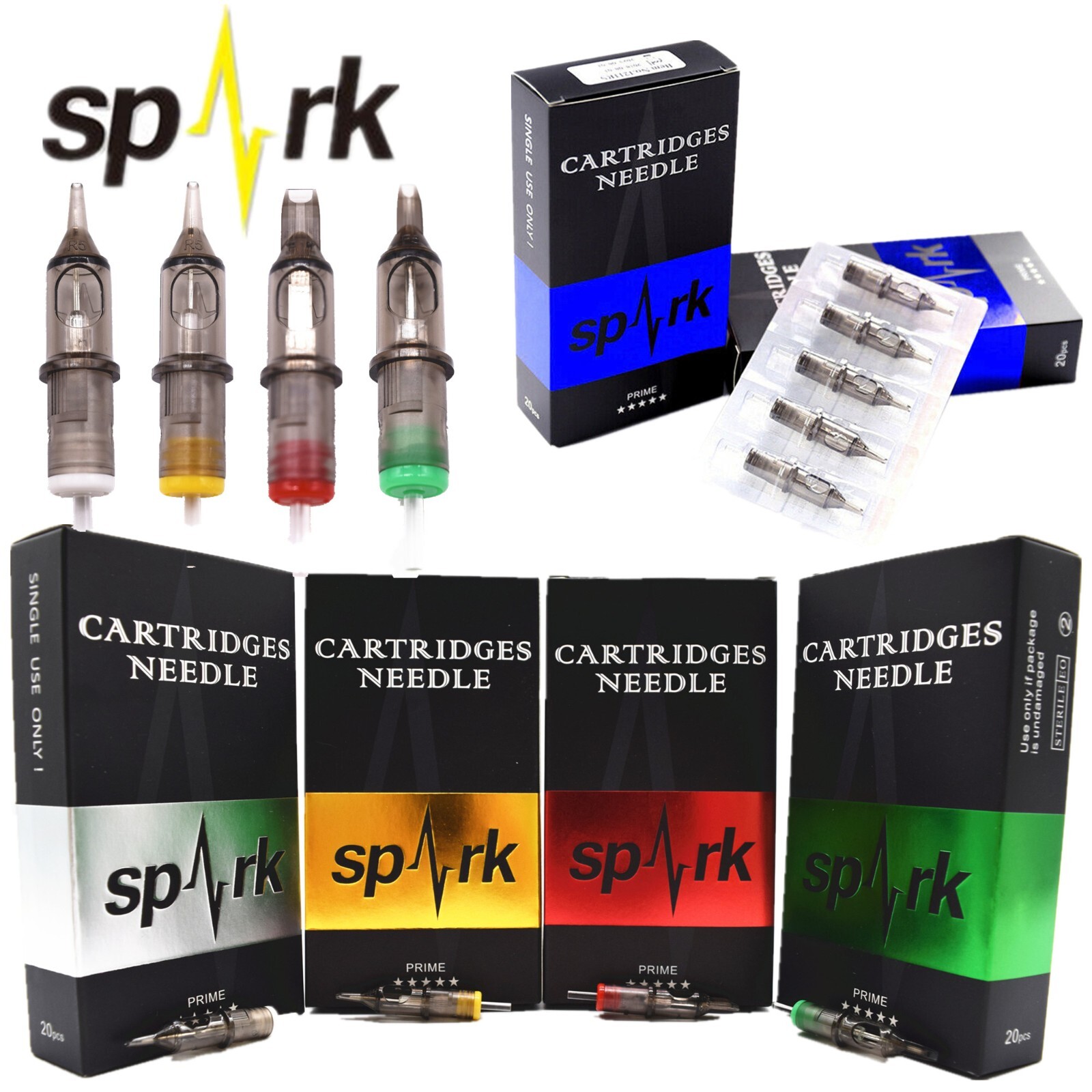 20PCS/50PCS Spark Needles Disposable Tattoo Cartridge Mix Needles RL, RS, RM, M1