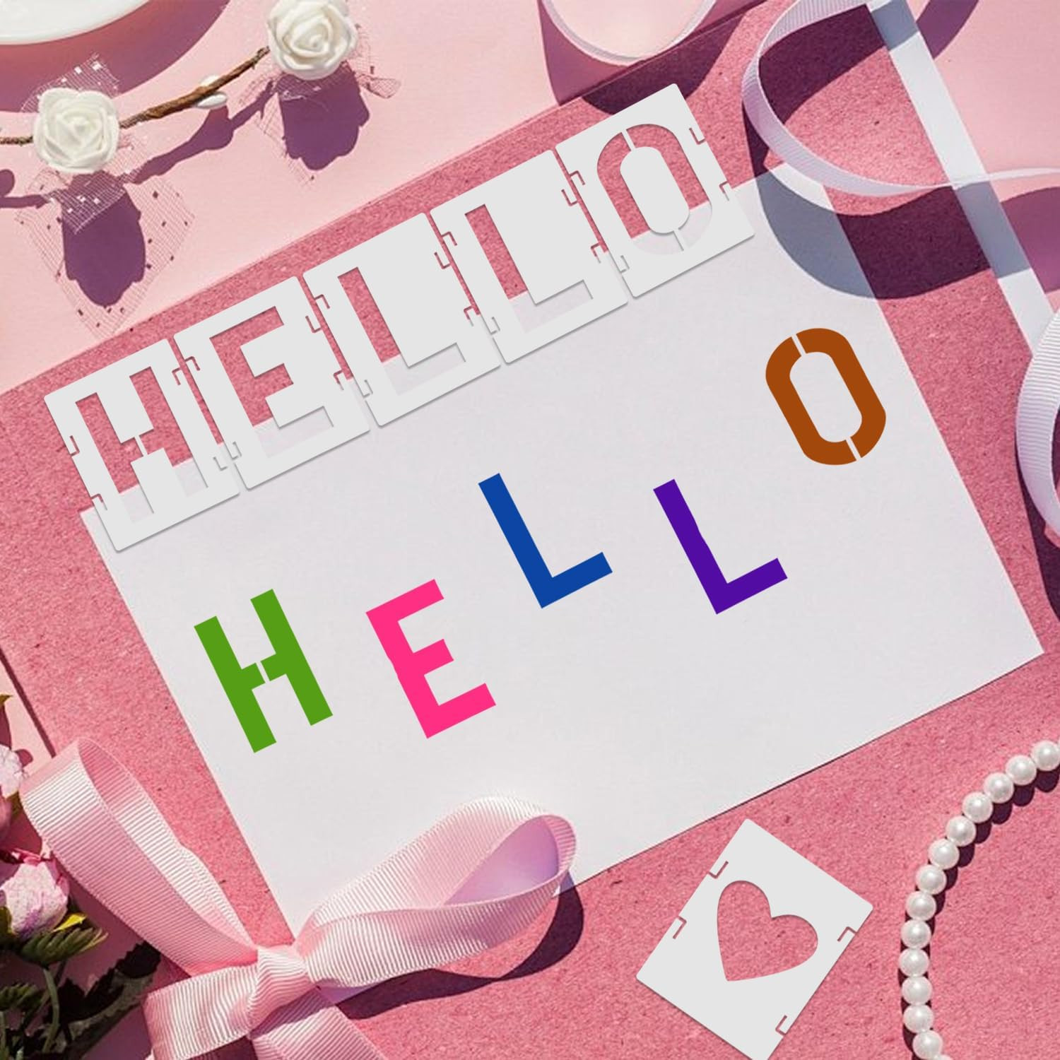 2.5 Inch Alphabet Letter Numbers Stencils, 42 PCS Plastic Letter Number Symbol I