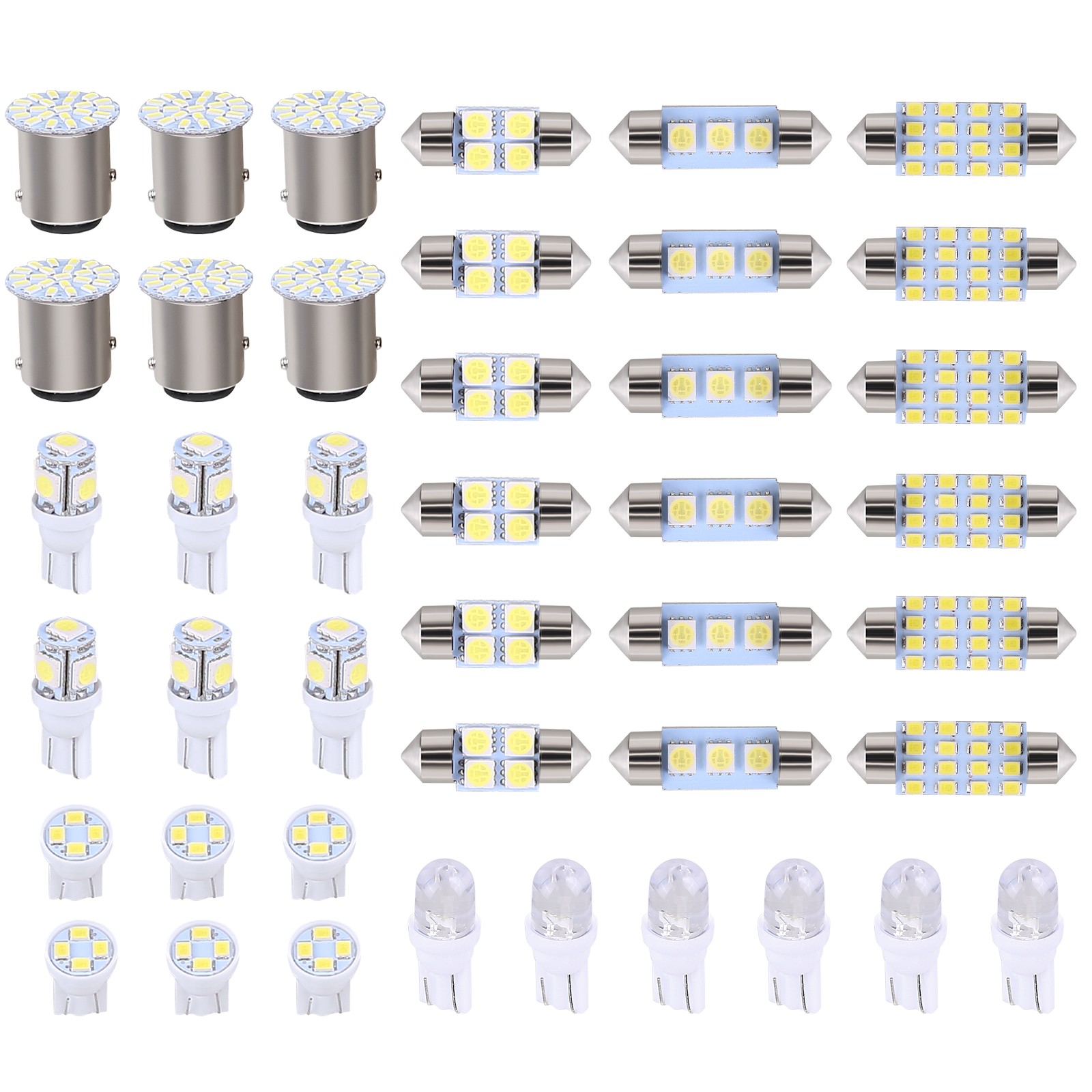 Car Interior Combo LED Map Dome Door Trunk License Plate Light Bulbs White 42PCS