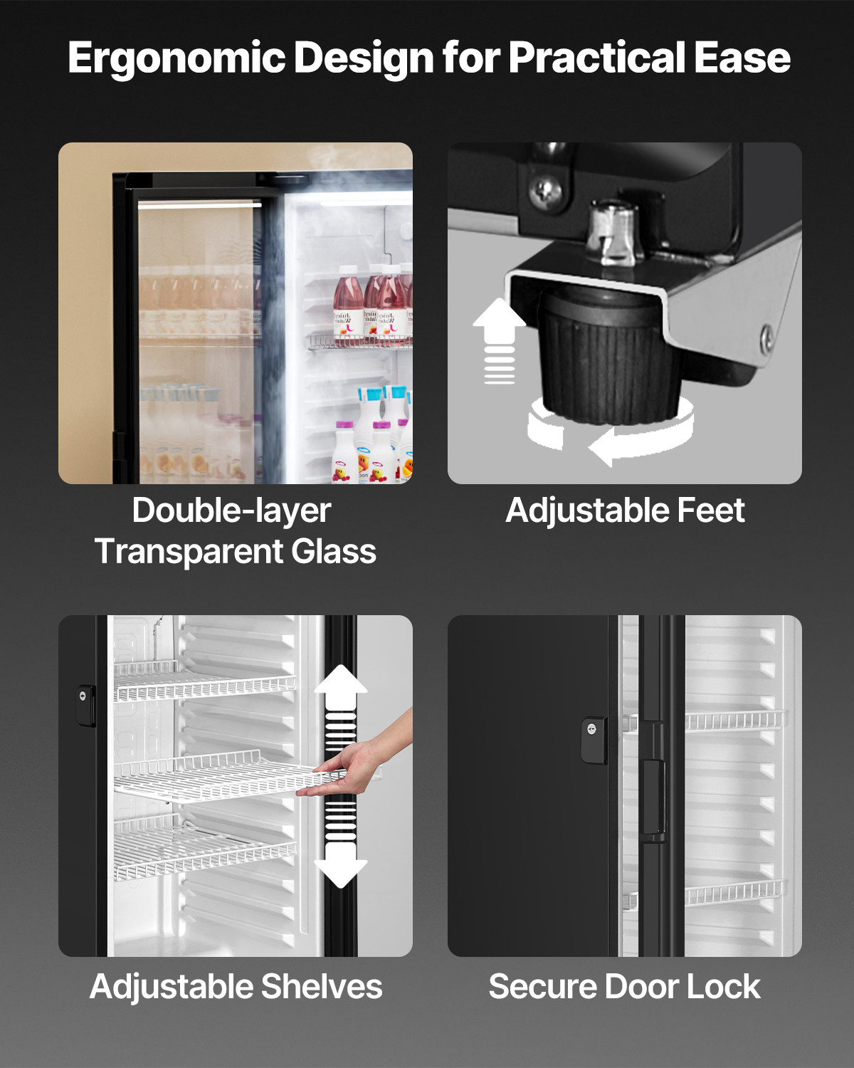 VEVOR Commercial Merchandiser Refrigerator 8.1 CU.FT Glass Door Beverage