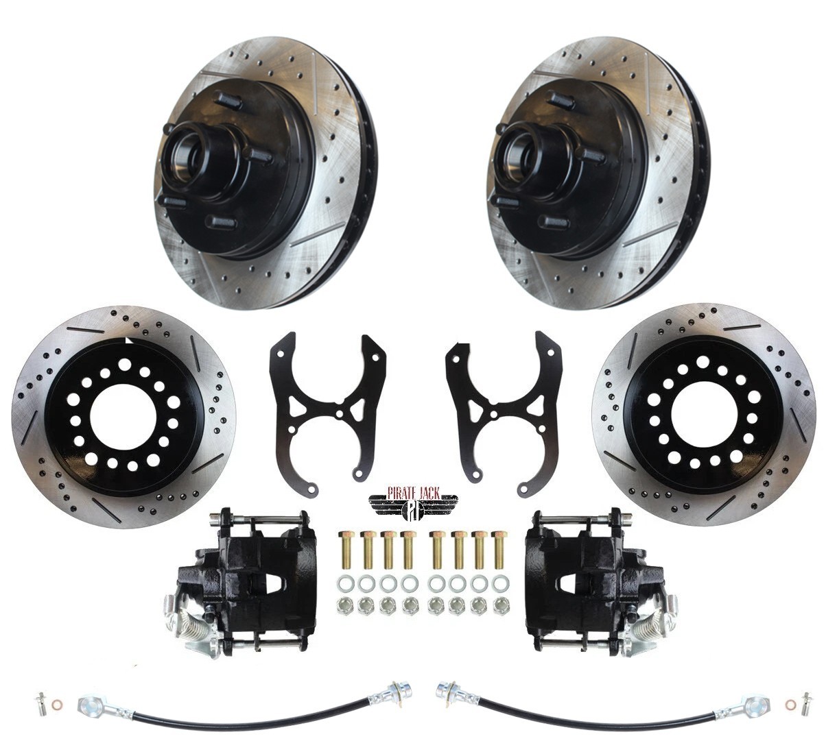 88-00 Chevy C1500 Front & Rear Disc Brake Conversion, Black PC Calipers