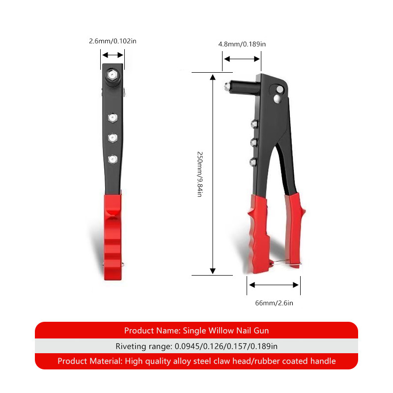 1 Heavy Duty Rivet Gun Kit, Hand Rivet Tool for Metal, Wood and Plastic