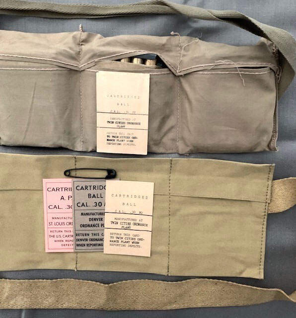 EARLY WWII M1903A3 SPRINGFIELD AND M1 GARAND REPLICA BANDOLEER IN OD#1 (KHAKI)