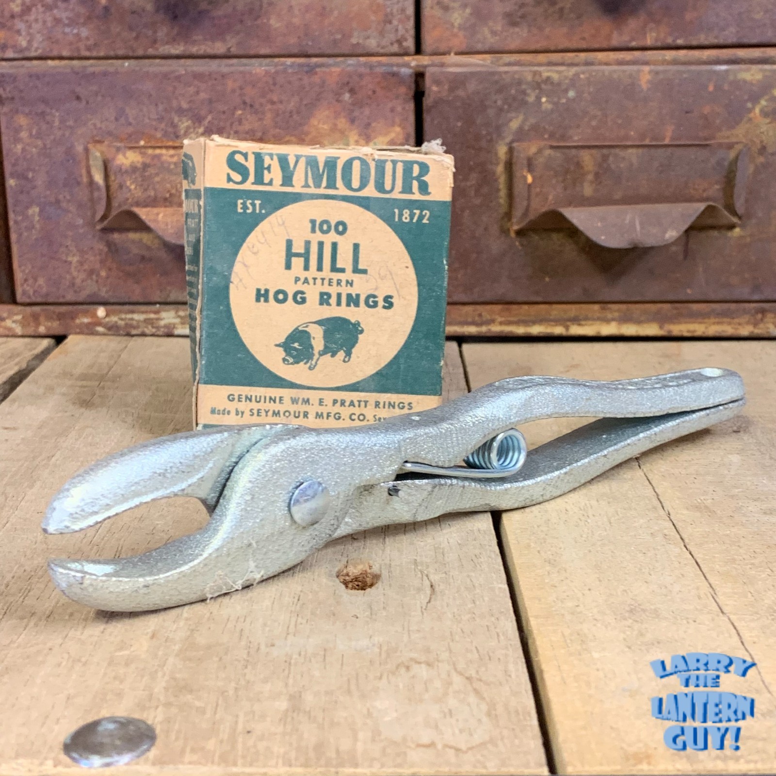 DECKER'S HOLD'EM ~ Hill Ringer 8” Hog Ring Pliers + Partial Box Of Seymour Rings