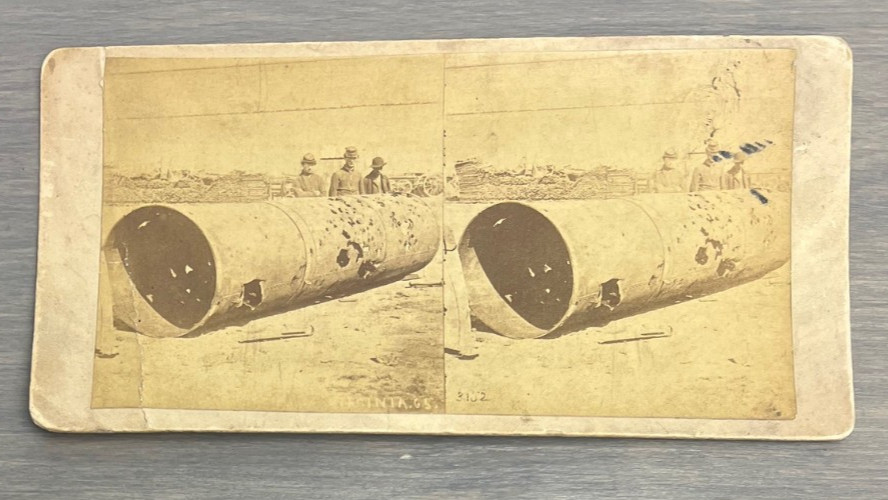 Civil War Confederate Ram Virginia Matthew Brady Photo of Riddled Smokestack