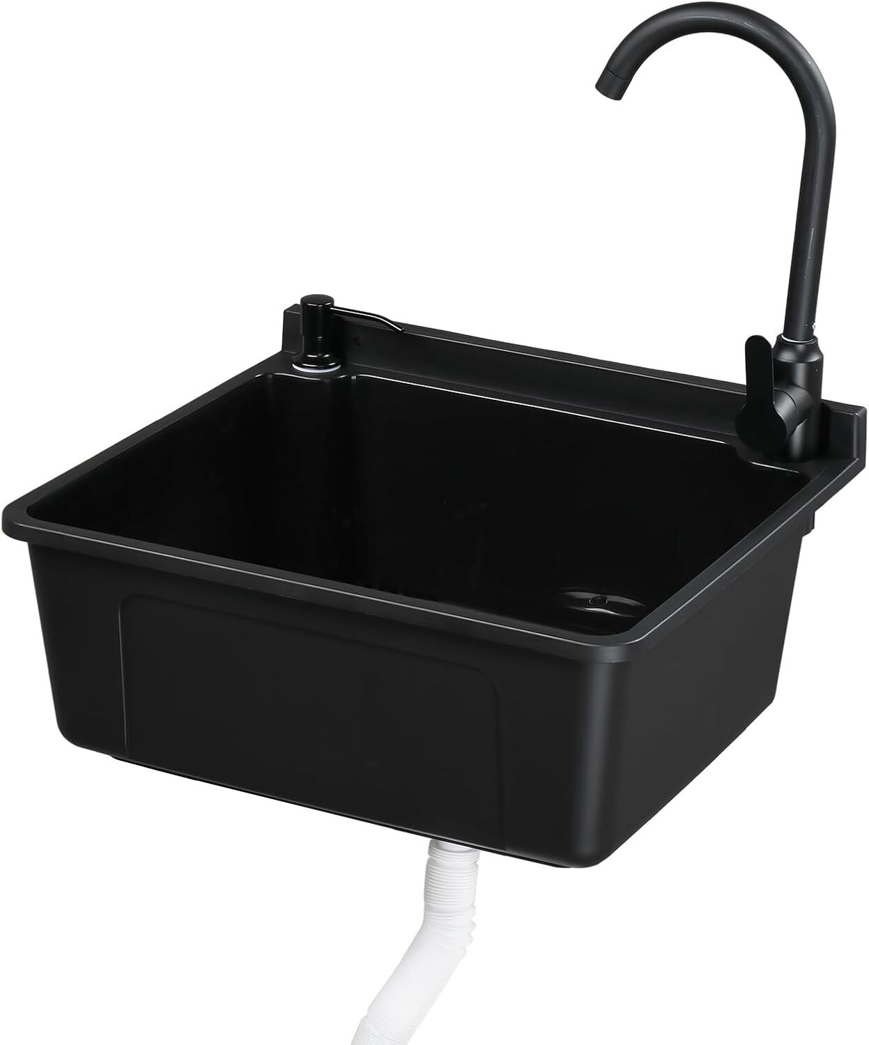 Plastic Wall-Mounted Utility Sink, Wall-Mounted Utility Tub with Hot&Cold Faucet