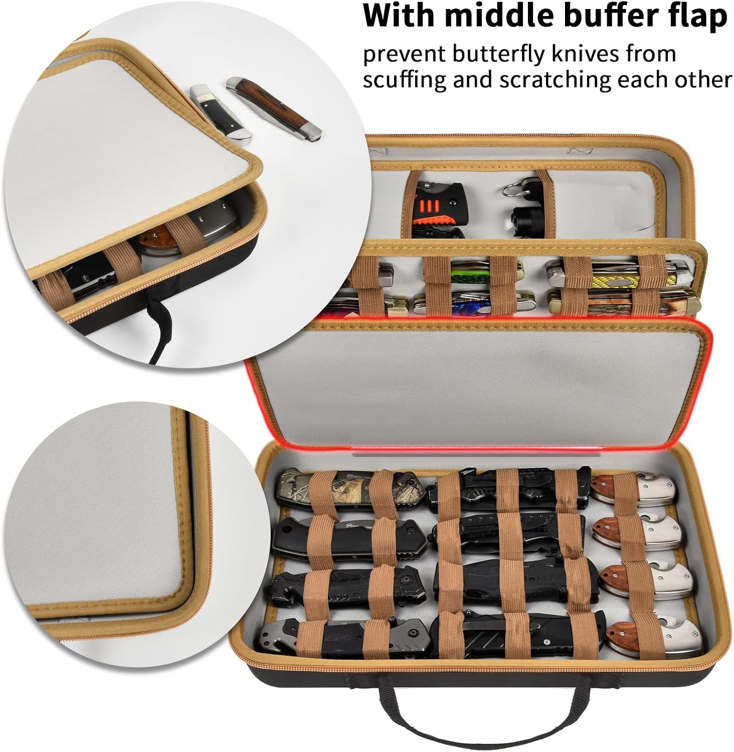 Knife Display Case for 56+ Pocket Knife, Folding Knives Storage Holder, Knife Co