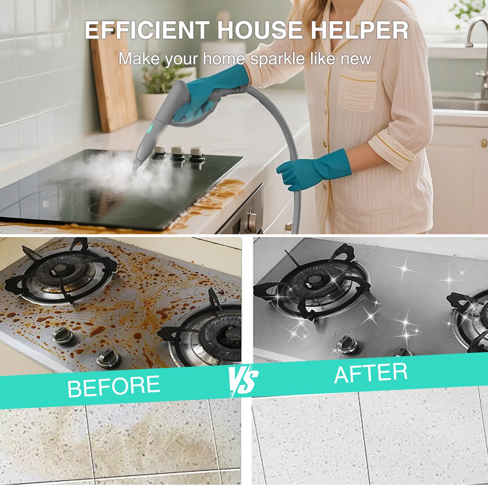 HAUSHOF 1500W High Pressure Steam Cleaner Steambot Multipurpose Cleaning Machine