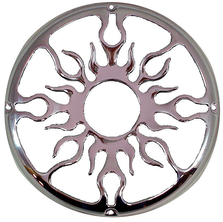 Car Audio Flame Polished Steel 12" Universal Subwoofer Speaker Grill Cover