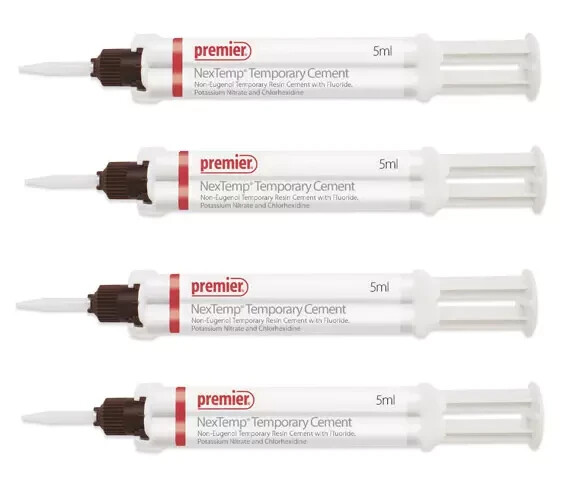 Premier Dental NexTemp OPAQUE Temporary Resin Cement 5ml Automix Syringe + Tips