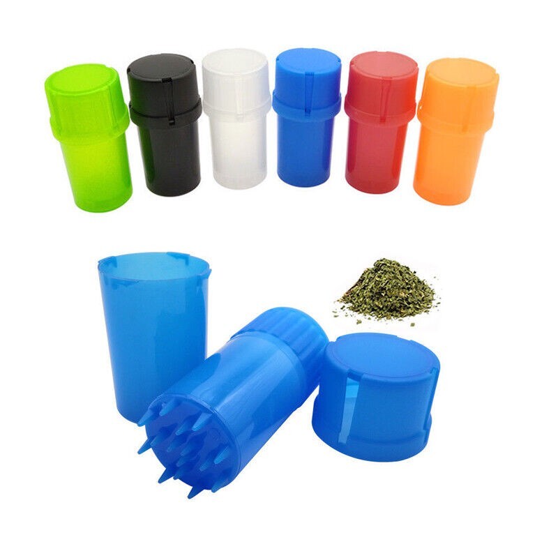 2PCS Random Color Durable Tobacco Spice Plastic Grinder 3-in-1 Storage Jar
