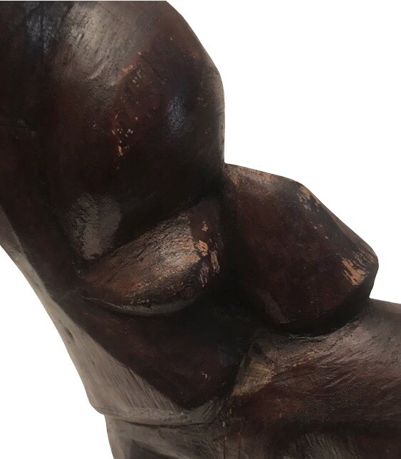 African Wood Carved Sculpture Dark Cherry Heavy Wood