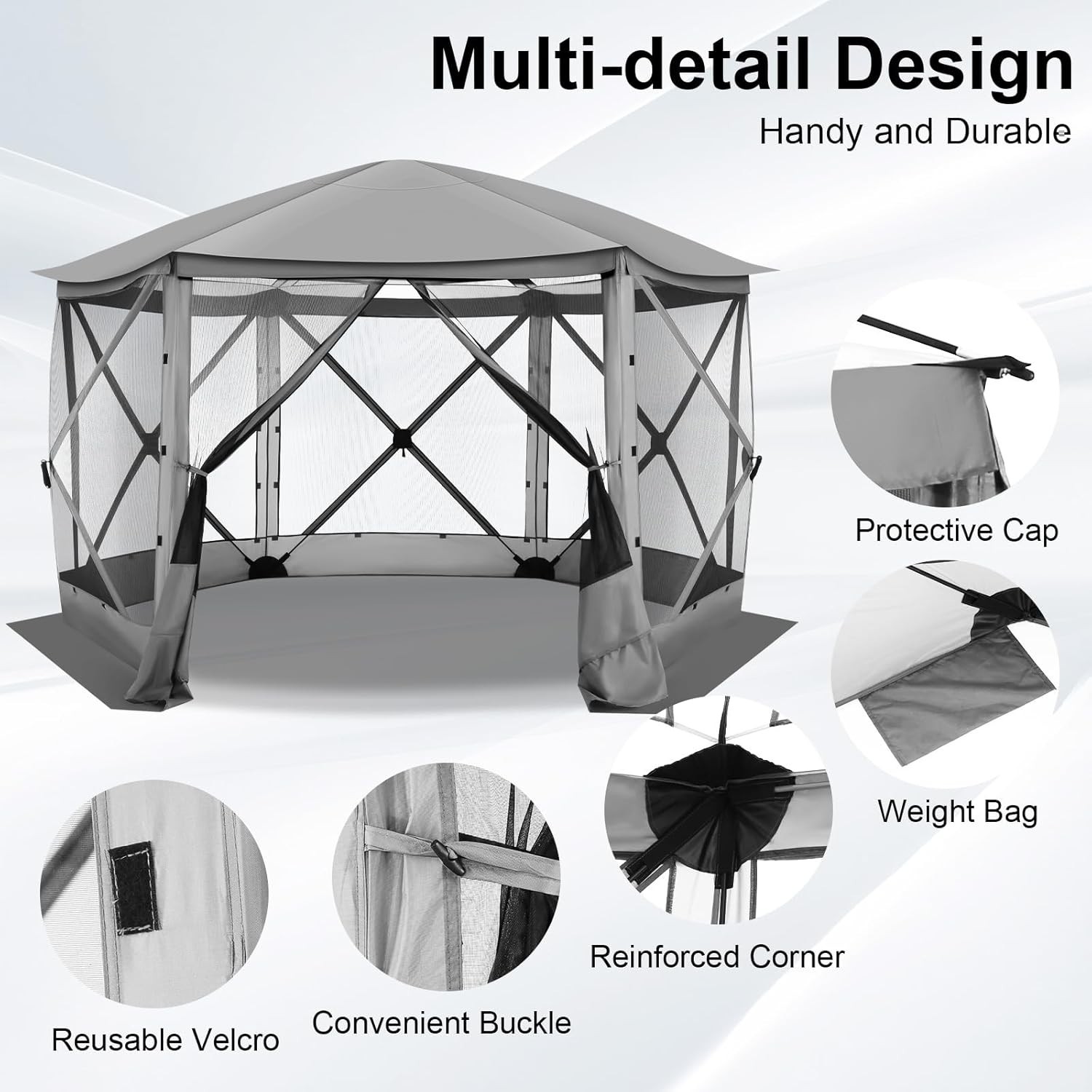 12'x12' Pop up Gazebo Screen Tent Starry Sky Sunshade Screen House for Camping