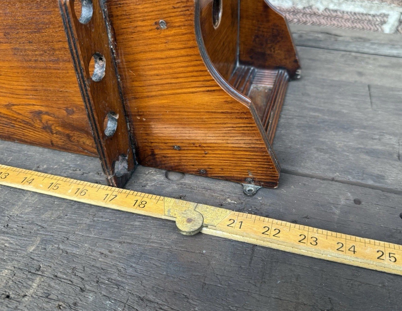 Antique Edwardian Oak Wall Hanging Smokers Cabinet & Original Glass Match Holder