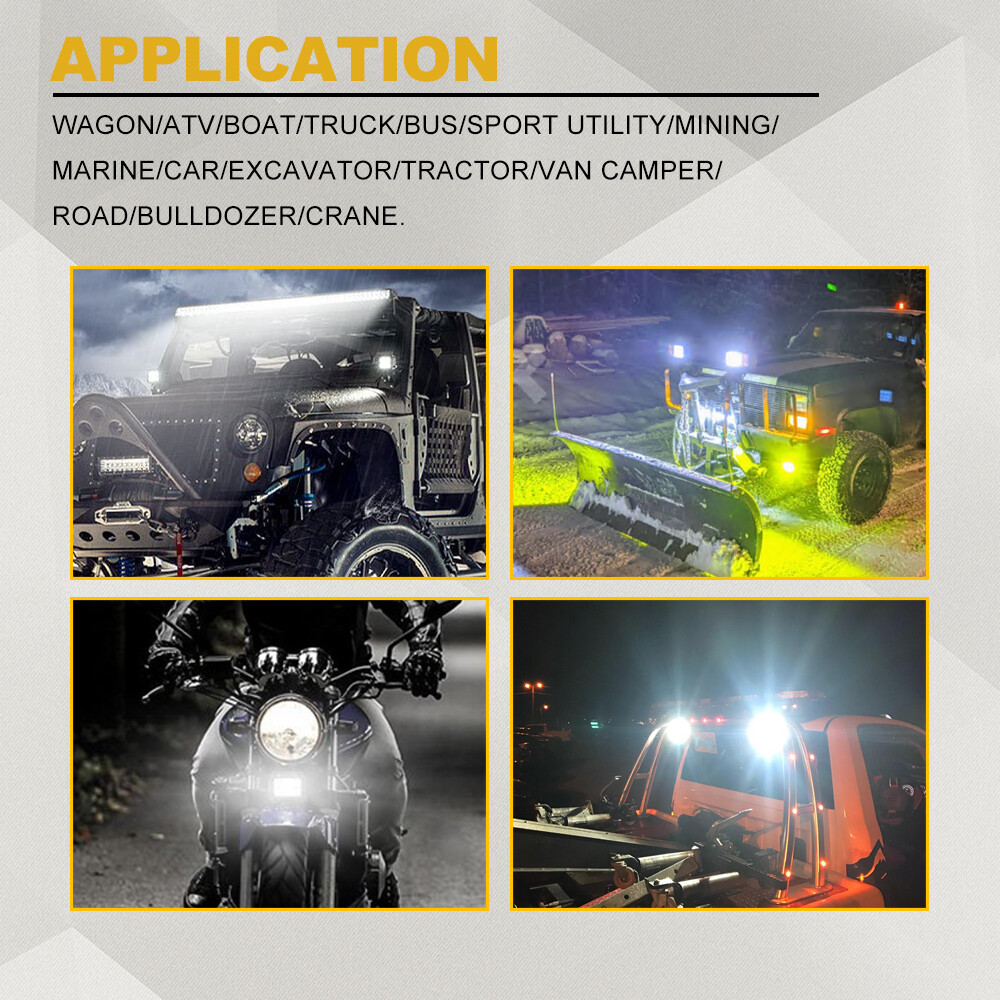 2PCS 6inch LED Work Light Bar Flood Spot For Boat Fishing Boating Night Fog Lamp