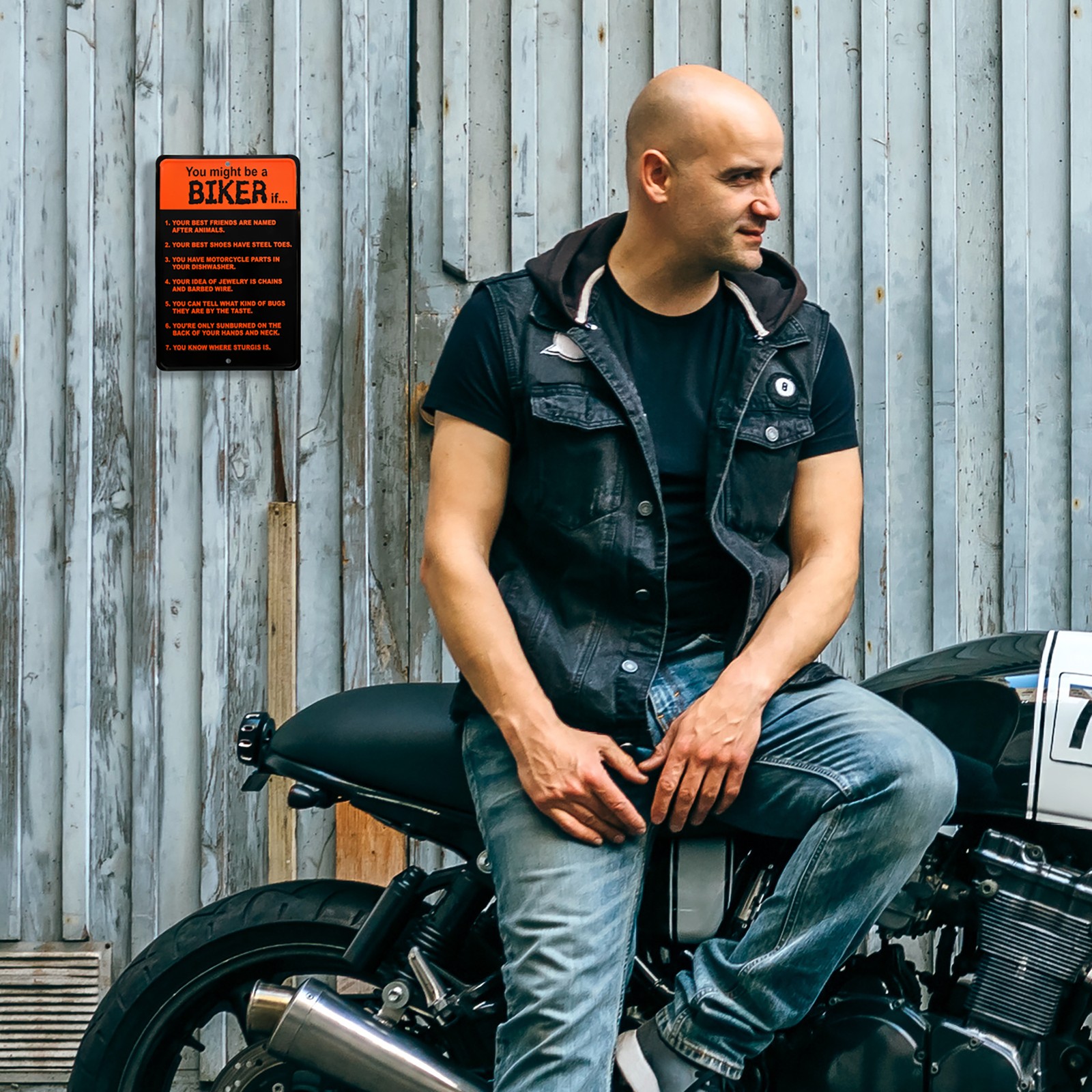 Funny You Might Be Biker If Sign Man Can Wall Art Poster Garage, Bar Room Decor