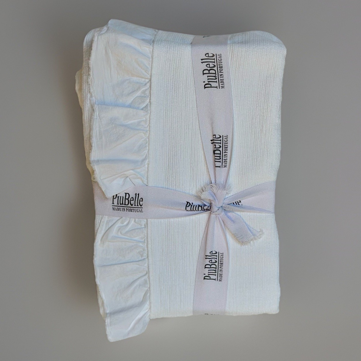 PiuBelle White Ruffle King Coverlet 104x94 Textured Cotton Portugal Shabby Chic