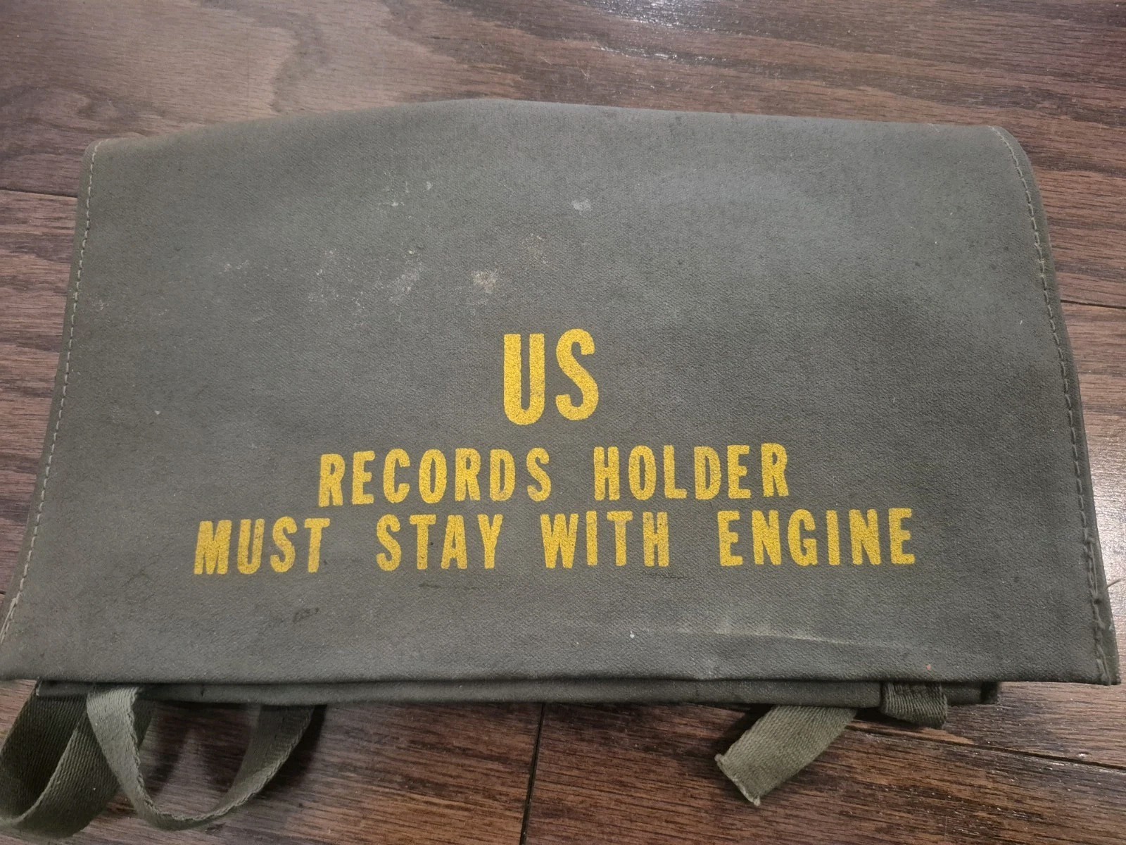 U.S. Army Military Records Holder Canvas Pouch “Must Stay With Engine”
