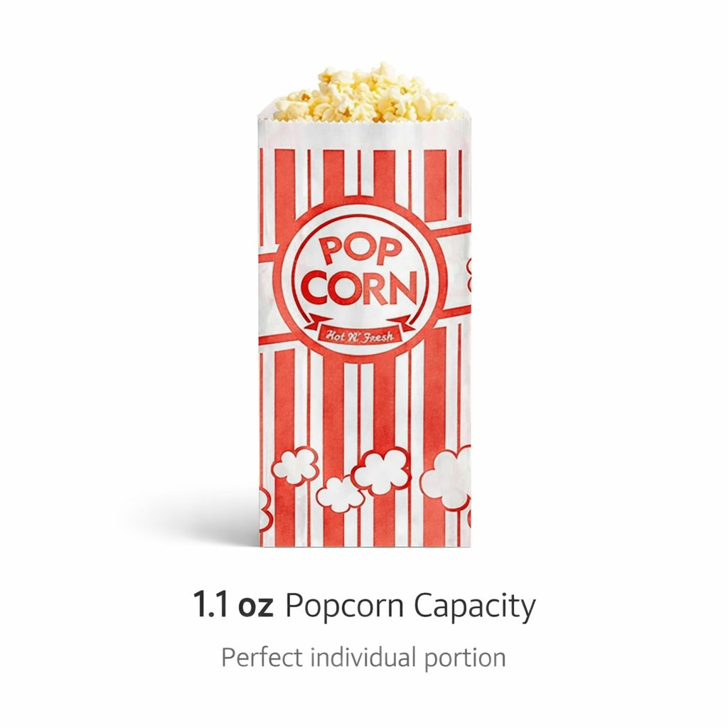 Carnival King #4 Popcorn Bags Kraft Paper 1.1oz Concession 3.75x1.75x9.5 1000