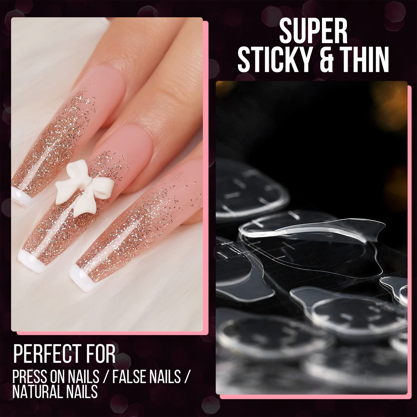 Double-Sided Nail Glue Tape Sticker Adhesive Tabs for Press on Nails 3-40 Sheet
