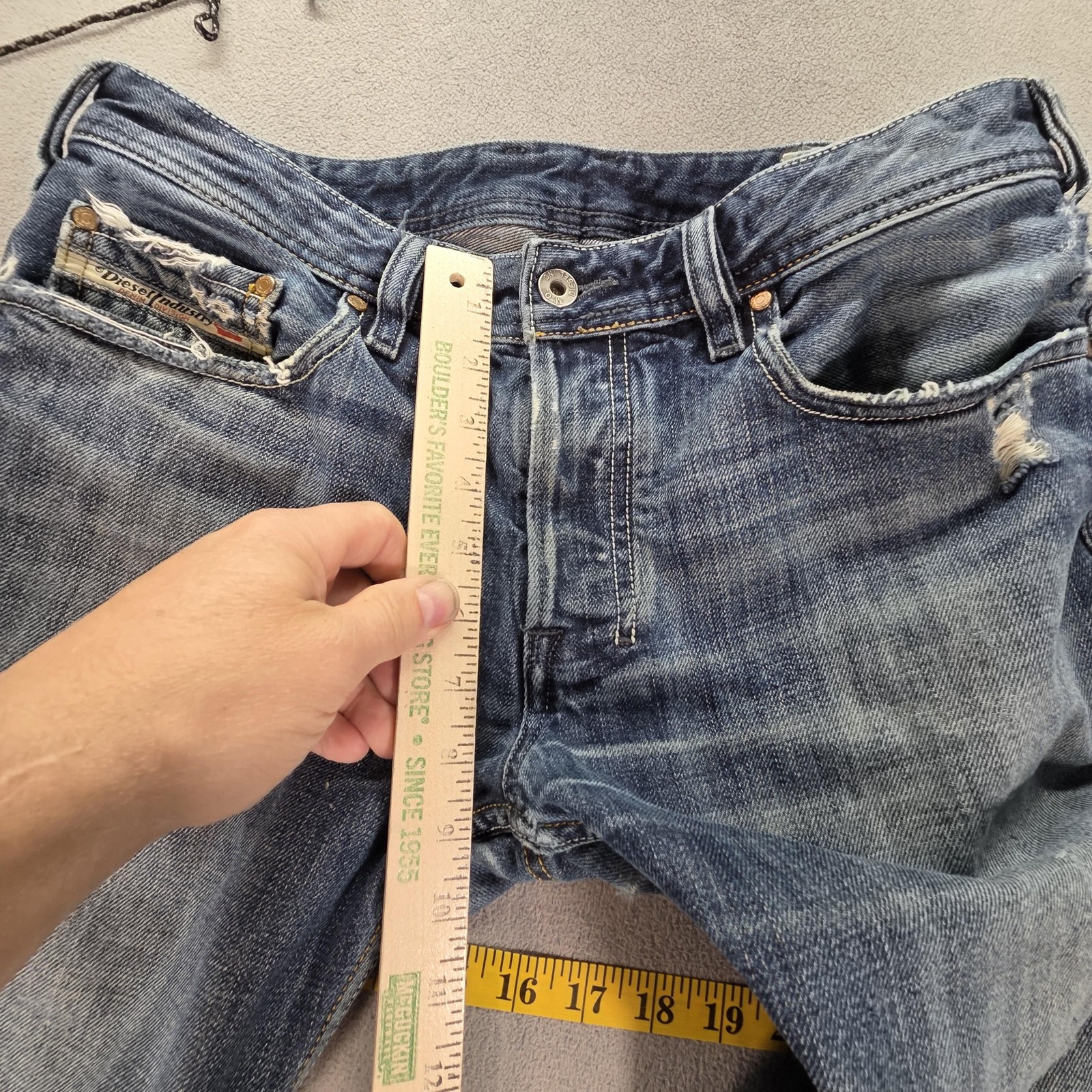 Diesel Zathan Jeans Mens 30x32 Blue Bootcut Made Italy 0071S