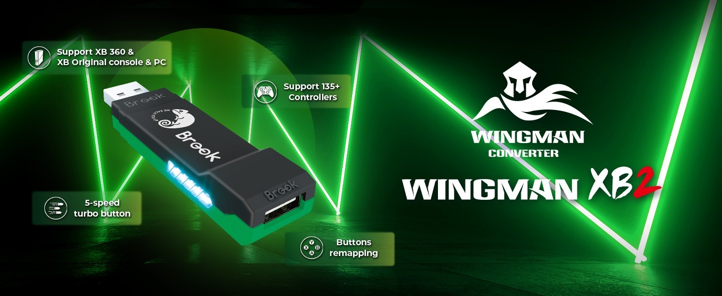 Brook Wingman XB 2 Converter for XB Retro Consoles, PC, 135+ controllers Ver2026