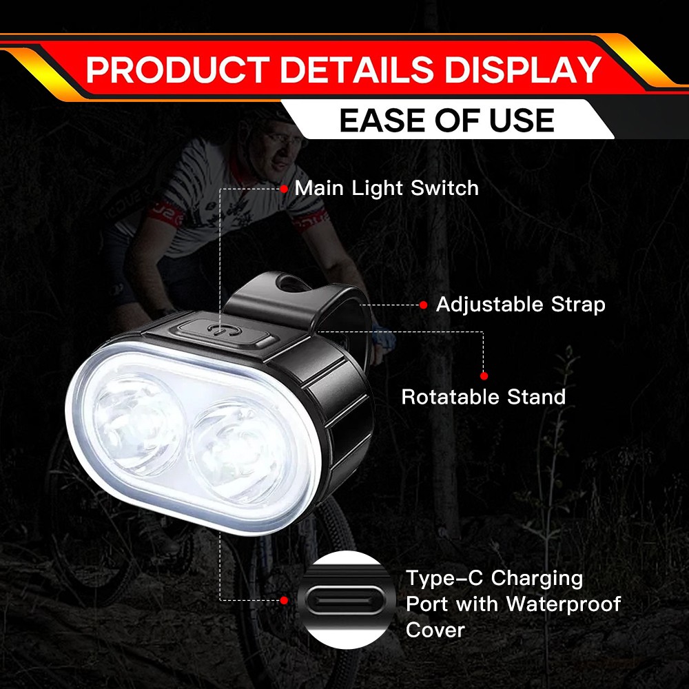 USB Rechargeable Bright LED Bicycle Bike Front Headlight and Rear Tail Light Set