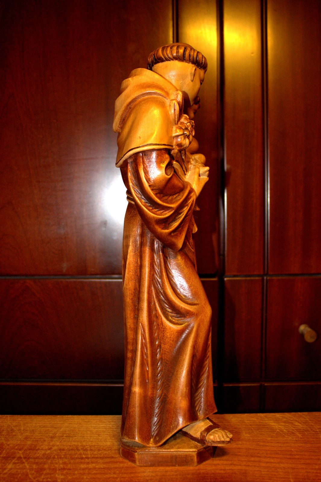 14" HAND CARVED WOOD CATHOLIC PATRON SAINT ANTHONY JESUS STATUE FIGURE SCULPTURE