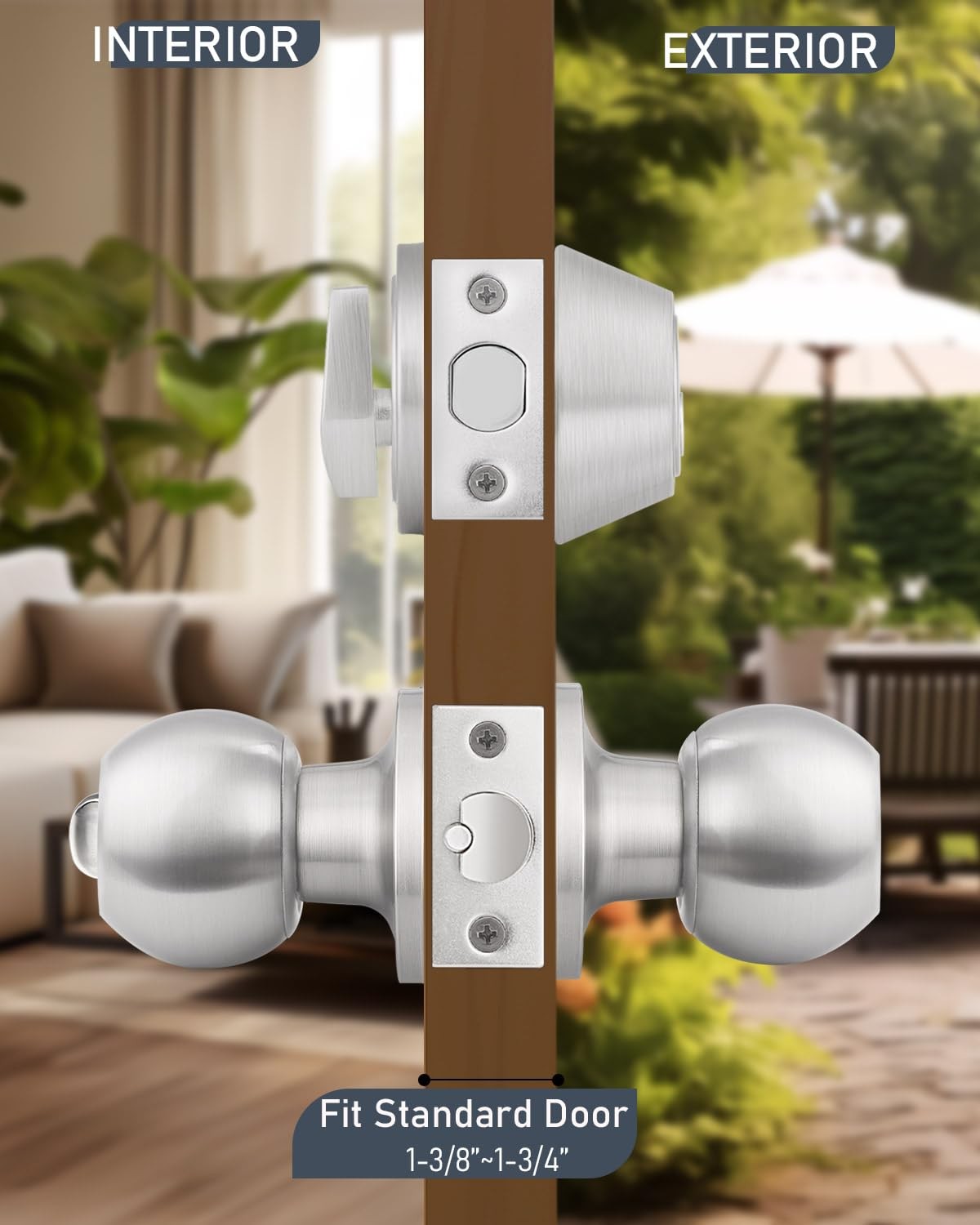 4 Pack Entry Knob & Deadbolt Set, Satin Nickel, Keyed Alike, Exterior