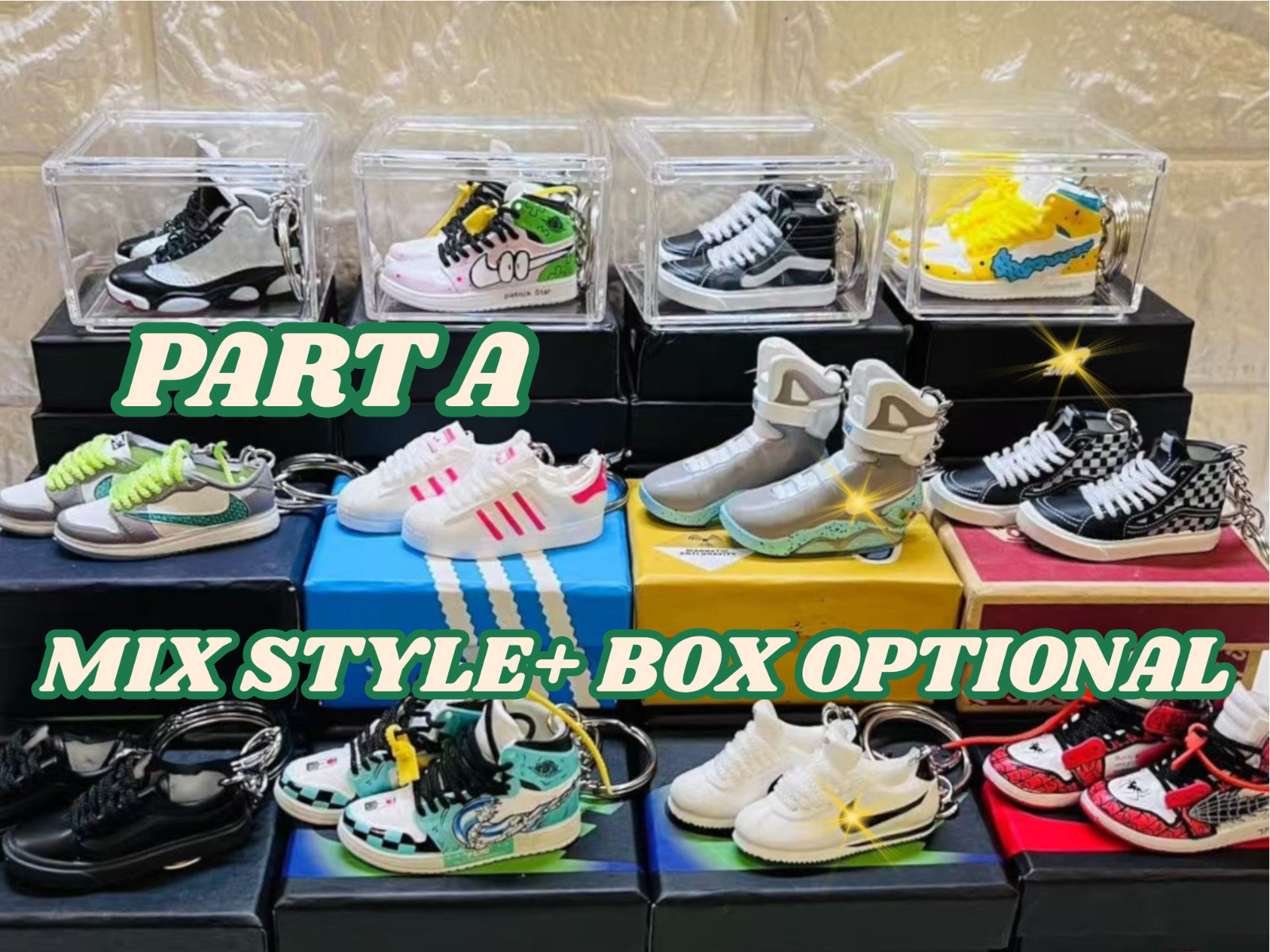 Best Handcrafted 3D Mini Sneaker Keychain Shoes Keyring with Box/Bag Sneakers-A