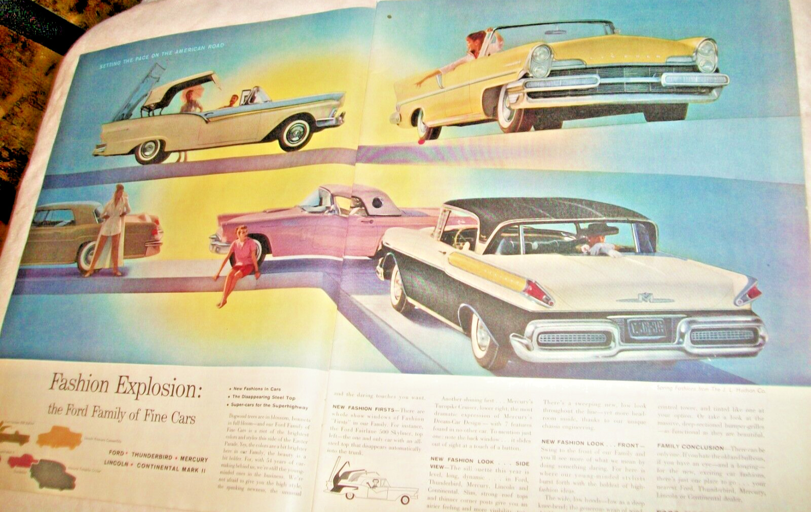 1957 Ford Skyliner Retractable Mercury Pink T-Bird Lincoln 2p large-mag car ad
